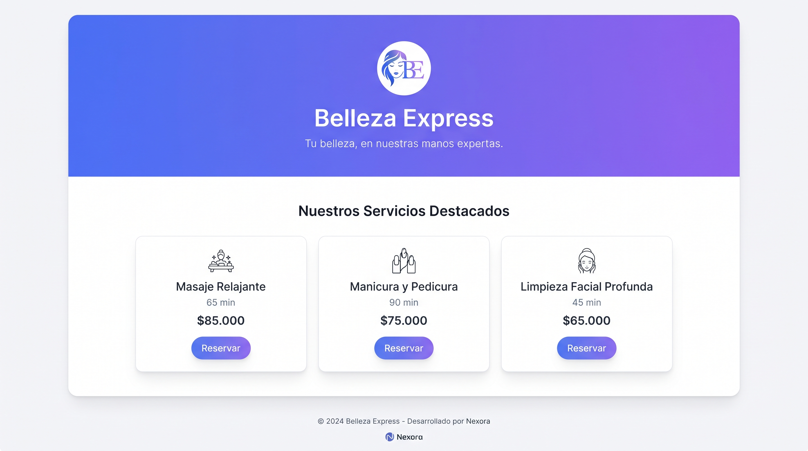 Tu página de reservas lista en minutos